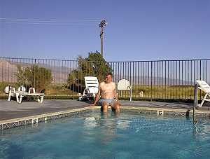 David making a rare appearance in the pool